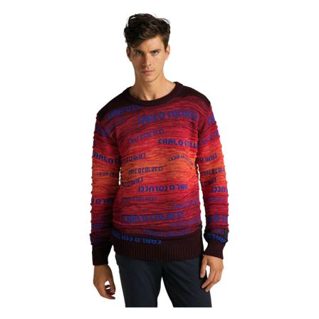 Carlo Colucci Knitting sweater with logo litigation Rød, Herre