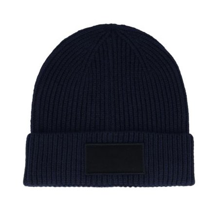 Beechfield - Blå cuff Beanie - Oxford Navy/Black Fashion Patch Cuff @ Hatstore