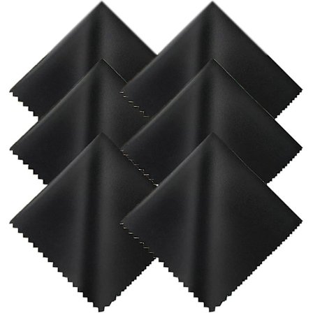 Mikrofiber Rengøringsklud til Briller, 6-pak (15 x 15 cm), Sort