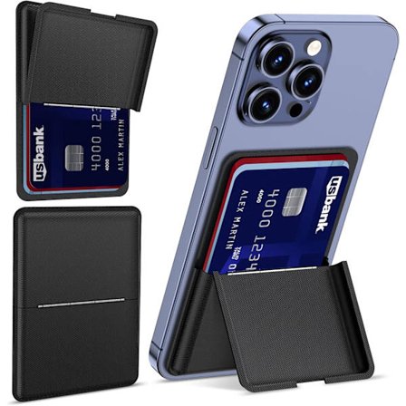 Magnetisk lommebok kompatibel med MagSafe-lommebok, justerbart lommebokstativ for Apple Wallet Mag Safe, magnetisk kortholder for iPhone 15/14/13/12