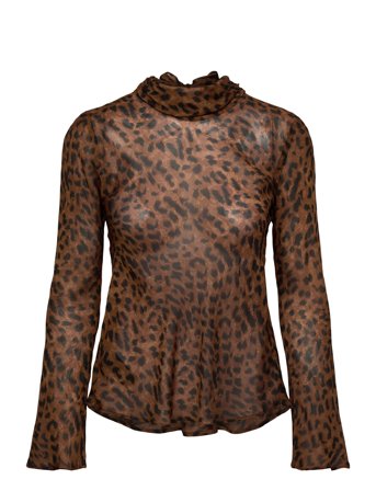 Leopard-Print Blouse With Scarf Brown Mango