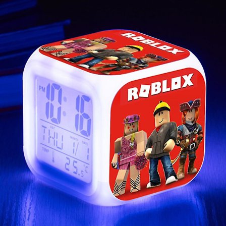 Roblox Print Digital Vekkerklokke 7 Farget Skiftende Spill Nattlys LED Display Sengelampe Ornament Hjem Decor Barn Leke Gave (YJD)
