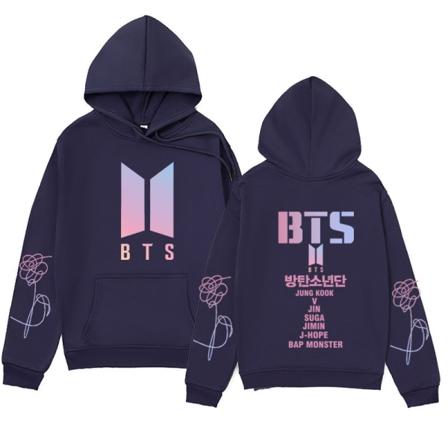 Bts unisex hettegenser Uformell hettegenser Cosplay jakke Topp W Navy Blue S