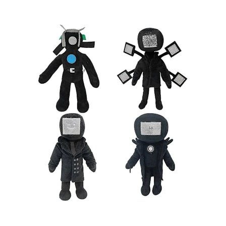 4-pakning Skibidi Toalett Plysjleker, Fotograf Plysj, Høyttaler Plysj, TV-Mann Plysj, Skibidi Toalett Plysjleke Høyttaler Plysjsett