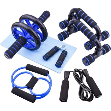 7-i-1 Push-up Stativsett med Ab Roller, Motstandsbånd, Hoppetau, Håndgrep, Knepute – Multifunksjonelt Hjemmetreningsutstyr
