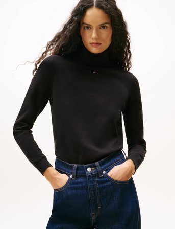Tommy Jeans Tjw Essential Trtlnk Sweater - Black - XS