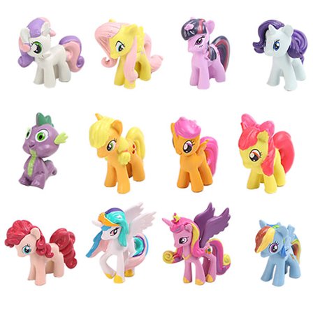 12 st/ set e Pony Actionfigurer Regnbågshäst Enhörning Leksak