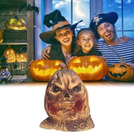 Uhyggelig harpiks græskarhoved lys prydnad Halloween hjem dekoration Halloween skulptur prydnader#B