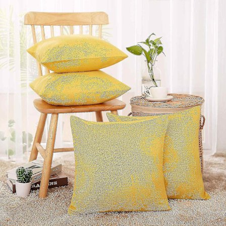 Falsk Linne Höst Kuddfodral Gul Soffa Kuddfodral 45x45cm