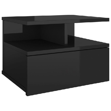 Vidaxl Svävande Sängbord Svart Högglans 40x31x27 Cm Konstruerat Svart