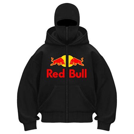Uusi miesten Red Bull -urheilumuoti vetoketjullinen huppari syksyyn/talveen, jossa hupullinen maski ja vetoketjullinen design, urheilutakki ulkoiluun