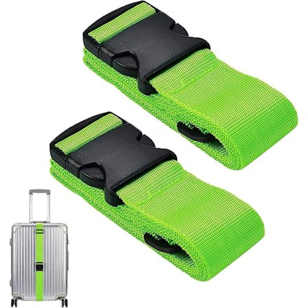 2-delers koffert for bagasjebelte, justerbare bagasjestropper, med løkkelukking Reisetilbehør sikkerhetsbelter (grønn)