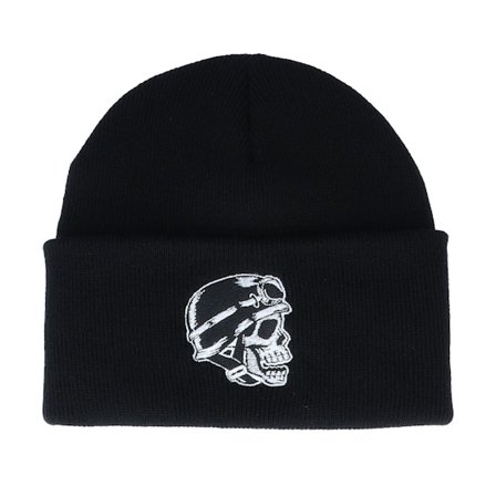 Born To Ride - Zwart cuff Beanie - Biker Skull Black Cuff @ Hatstore