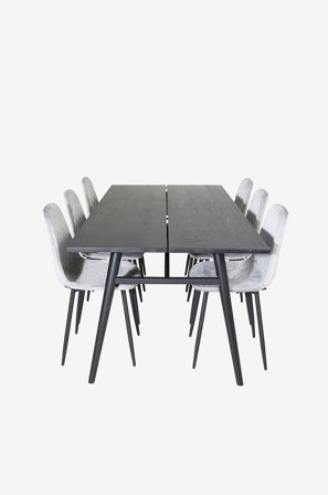 Venture Home - Spisegruppe Sleek med 6 spisebordsstole Polar Diamond - Sort - Spisebordssæt 6 personer - Fra Homeroom