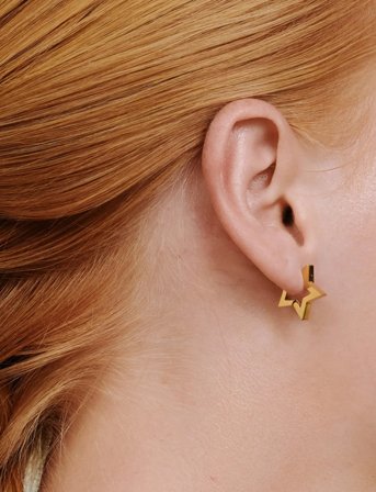 Timi of Sweden Vilda - Star Hoop Earrings Stainless Steel - Gold - ONE SIZE