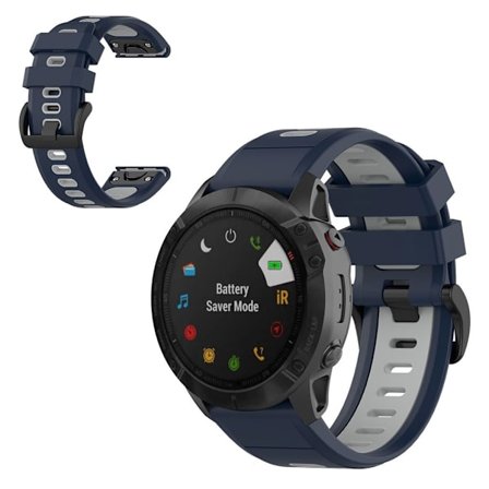 Garmin Fenix 6X / 5X tofarvet silikone-urrem - Blå / Grå