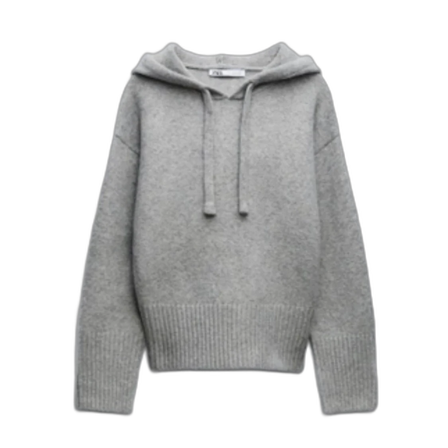 Grå stickad hoodie från Zara