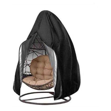 Hengestoldeksel, Egg Chair Cover, Vanntett trekk for hagemøbler med glidelås, 190 x 115 cm (1 stk svart)