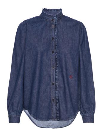 Dnm Frill Shirt Eden Langermet Skjorte Blå Tommy Hilfiger