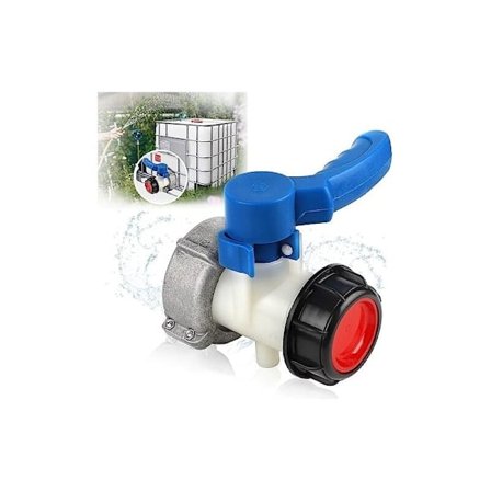 (75 × 75 × 131) Kran Tank 1000l Adapter 1000L DN50 (75mm) IBC Tanktilkobling Matvaregodkjent Adapter Tankkran IBC Tankkobling IBC Butterfly