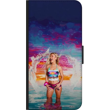 Kompatibelt Lommeboketui til Samsung Galaxy Note 10 Lite Blond kvinne i fargerik strandantrekk som leker i havet ved solnedgang