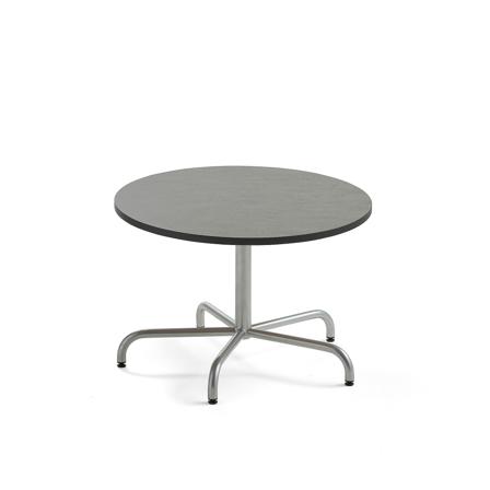 Tisch PLURAL, Ø900x600 mm, Linoleum-Platte, dunkelgrau, silber
