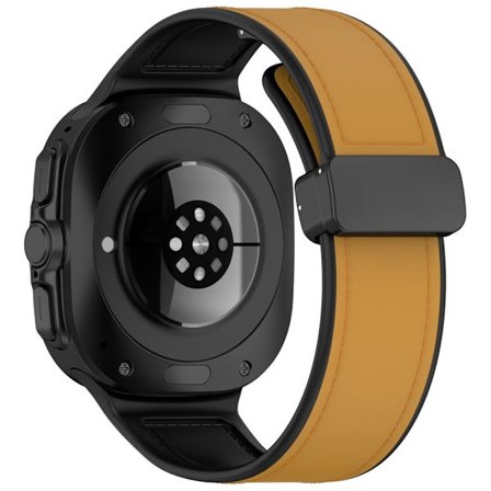 Samsung Galaxy Watch Ultra 47mm Klockarmband Magnetiskt spänne Läderbelagt silikonarmband - Ljusbrun