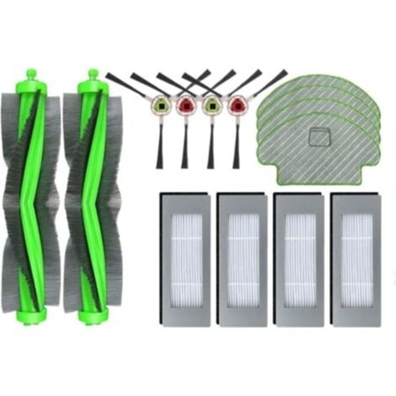 Udskiftningssæt med rengøringstilbehør til Irobot Roomba Combo 113 R113840 støvsuger, reservedele til fejerobot, 2 rullebørster+4 filtre+4 sidebørster