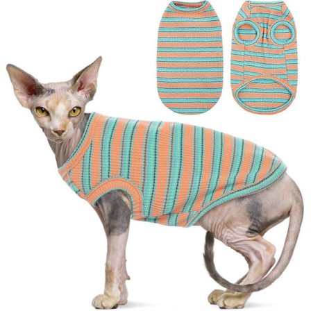 1 stk. Kattøj, stribede killinge-T-shirts uden ærmer, pullover-kattesweatre, sommerbeklædning til kæledyr til små hunde