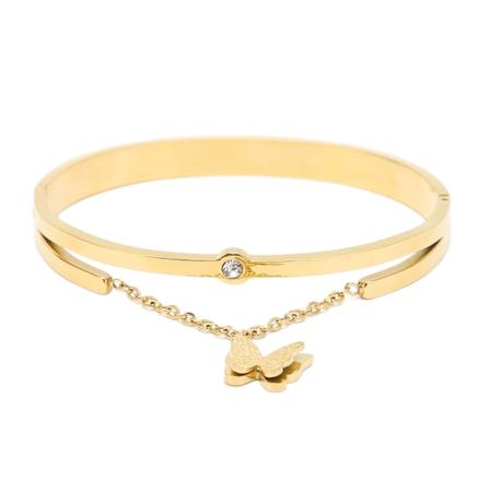 Sommerfugl Vedhæng Armbånd Gylden Klassisk Elegant Rund Kant Kvinder Sommerfugl Armbånd