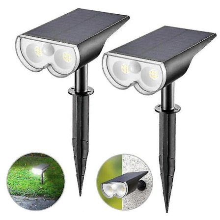 Linkind Solcelle Hagelys med Bevegelsessensor, Utendørs Solcellelys, IP67 Vanntett Utendørs Vegglys, 650lm Super Sterkt Solcellelys, 2 Sett med Hvit