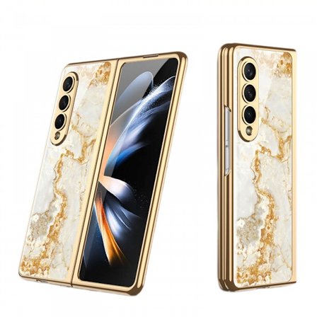 Ultra-tunt skal i härdat glas till Samsung Galaxy Z Fold 4 - skyddande fodral med fashionabelt galvaniserat PC-baksida