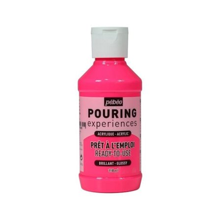 Acrylmaleri - PÉBÉO - Pouring - Pink fluorescent - 118 ml - Blandt