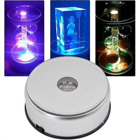 Roterende Krystallutstillingsstativ med 7 LED-lys og AC-adapter - WELLNGS