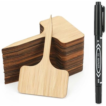 60 stk. udendørs haveetiketter, bambusplante-etiketter, T-formet grøntsagsbed, frøplante-etiketter, egnet til saftige grøntsager og blomster, 6x10cm