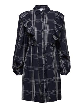 Vibobby L/S Flounce Dress /Rx Kort Kjole Navy Vila