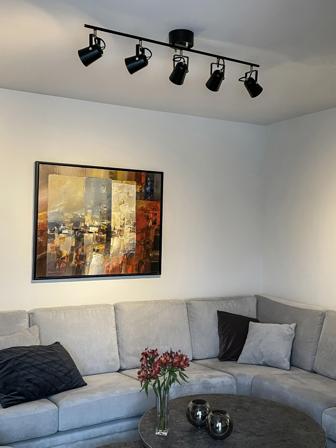 Aneta Lighting METZ takspot rett 5-lys, svart/matt messing, GU10
