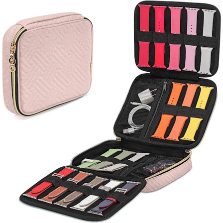 26 Watch Band Travel Case Watch Band Storage Case för alla serier av Watch Bands Watch Strap Organizer, Carrying Case, Bag Only, Misty Rose