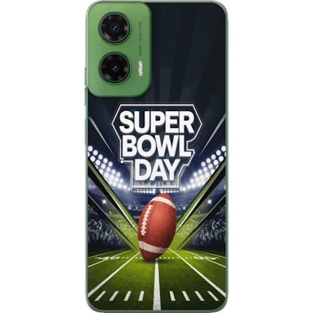 Yhteensopiva Puhelinkuori Motorola Moto G35 Super Bowl Day juliste, jossa amerikkalainen jalkapallo valaistuksella varustetulla areenalla dramaattises