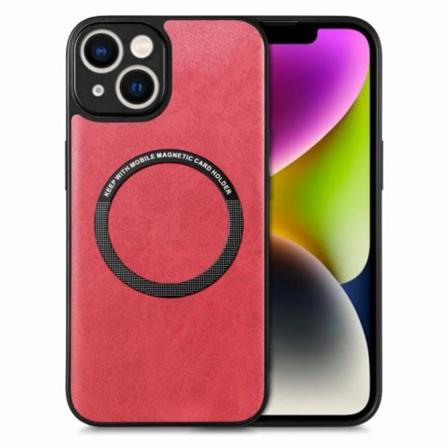 iPhone 15 Plus -puhelinkotelo PU-nahkaa - Punainen