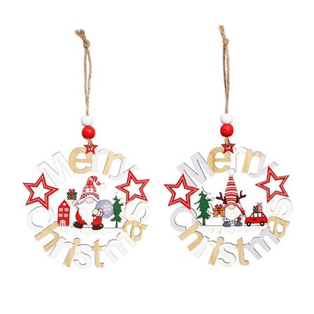 2 Puinen joulukoriste ontto riipus koristelemaan C