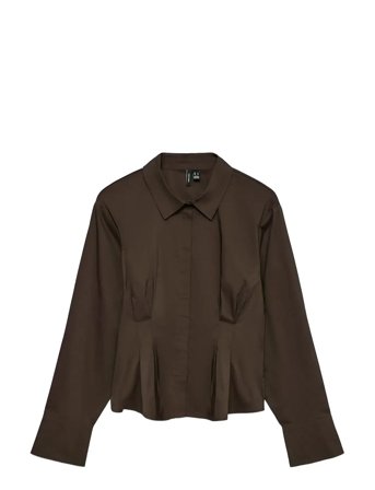 Vmfriba Ls Cuff Top Wvn Ga Brown Vero Moda