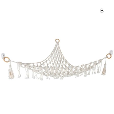 Flettet hengekøye i bomullstau, veggmontert hjørneoppbevaringspose med stor kapasitet, egnet for stue og soverom.