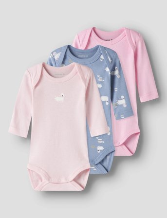 name it Nbfbody 3P Ls Swan Noos - Pink - 80