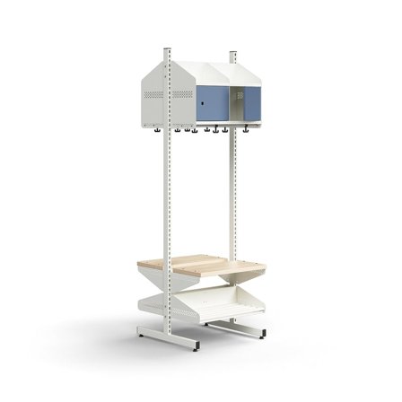 Garderobenschrank ENTRY, Basismodul, bodenstehend, 1800 x 600 x 600 mm, weiß/blau