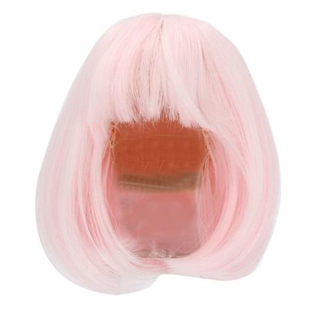 Liten frisk dukkeparykk rett lugg skulderlangt kort hår myk fiber enkel å klippe egnet for 1/3 BJD kirsebærblomst rosa