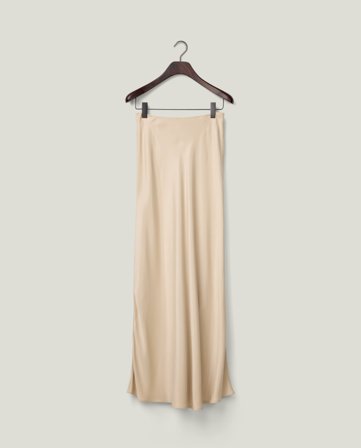 Lexington Maxiskjørt i sateng, lys beige