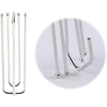 Kraftiga gardinkrokar i metall, veckband, djupa krokar, silver (20-pack)