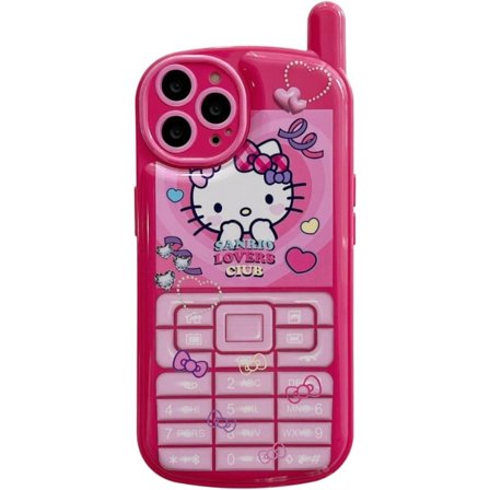 IC Tegneserie-etui til iPhone 13, Retro Kawaii Søt telefonetui med sminkspeil Mykt støtdempende TPU-deksel for jenter Barn Tenåringer (Kitty Cat)