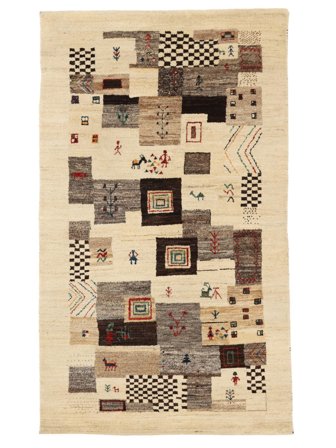 Gabbeh Loribaft Matta Modern Beige/Orange (Ull, Indien)